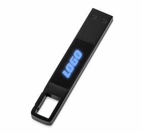 USB 2.0- флешка на 32 Гб c подсветкой логотипа «Hook LED», темно-серый, синяя подсветка