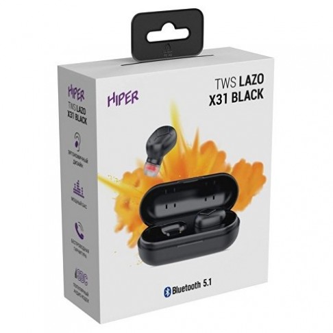 Наушники HIPER TWS Lazo X31 Black (HTW-LX31) Bluetooth 5.1 гарнитура, Черный