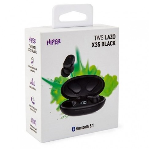 Наушники HIPER TWS Lazo X35 Black (HTW-LX35) Bluetooth 5.0 гарнитура, Черный