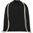 Рюкзак со шнурком Tenes из хлопка плотностью 140 г/м², черный