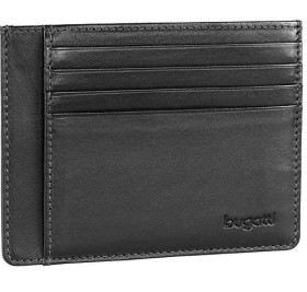 Портмоне для кредитных карт BUGATTI Primo, чёрное, натуральная воловья кожа, 11,5х0,5х9 см