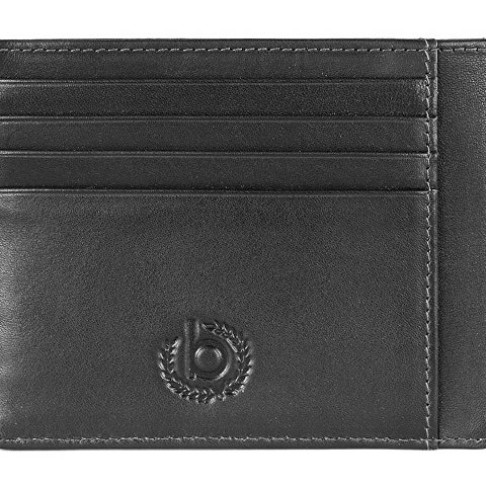 Портмоне для кредитных карт BUGATTI Primo, чёрное, натуральная воловья кожа, 11,5х0,5х9 см