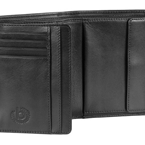 Портмоне BUGATTI Primo, чёрное, натуральная воловья кожа, 10х1,5х12,5 см