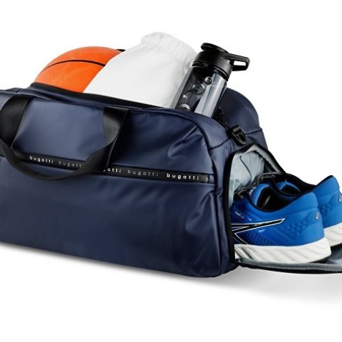 Сумка спортивная BUGATTI Blanc, синяя, тарпаулин/полиэстер, 52х26х27,5 см