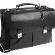 Портфель BUGATTI Romano 15'', чёрный, натуральная воловья кожа, 43х13х32 см