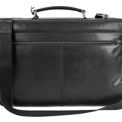 Портфель BUGATTI Romano 15'', чёрный, натуральная воловья кожа, 43х13х32 см