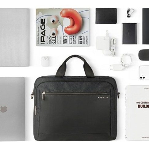 Портфель мужской BUGATTI серия Sera, антрацитовый, полиэстер, 40х11х34 см