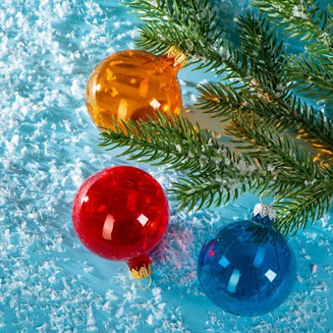 Стеклянный шар голубой полупрозрачный, заготовка шара 6 см, цвет 61