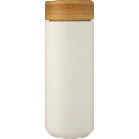 Lumi керамическая кружка объемом 300 мл с бамбуковой крышкой, белый