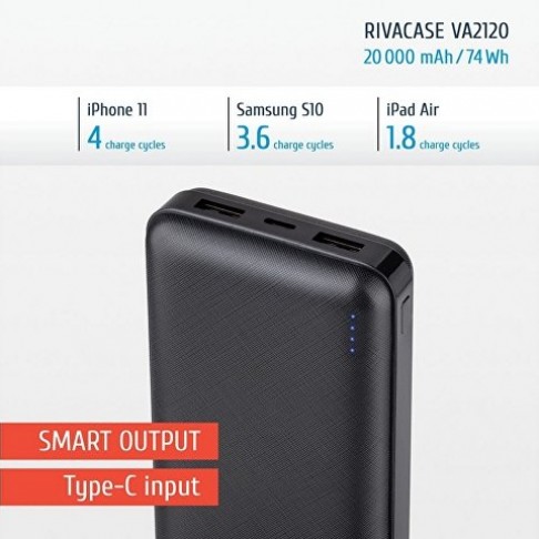 RIVACASE VA2120 (20000mAh), внешний аккумулятор /24