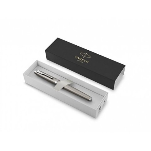 Ручка-роллер Parker IM Stainless Steel CT, стержень: F, цвет чернил: black, в подарочной упаковке