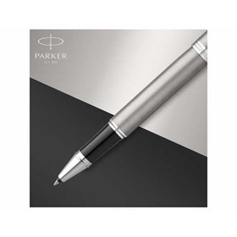 Ручка-роллер Parker IM Stainless Steel CT, стержень: F, цвет чернил: black, в подарочной упаковке