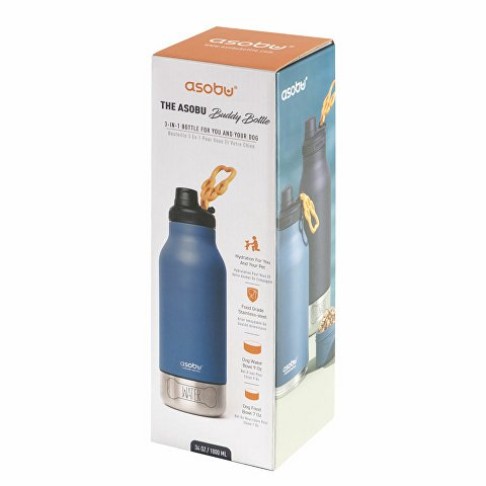 Вакуумный термос «Buddy» 3-в-1 со съемными мисками для питомцев, 1000 мл, синий