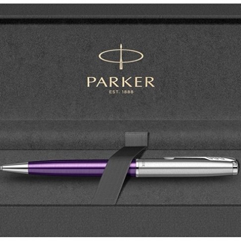 Шариковая ручка Parker Sonnet Essentials Violet SB Steel CT, цвет чернил black, перо: M, в подарочной упаковке.