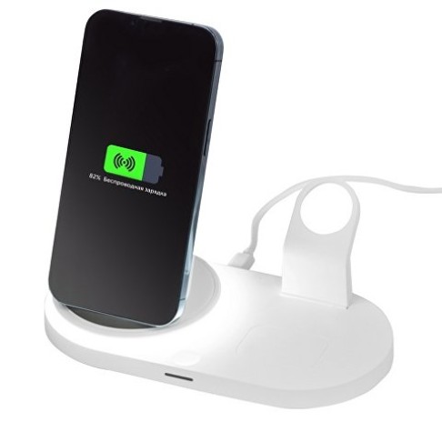 Складная зарядная станция с беспроводной зарядкой «Flashport», 15 Вт, белый