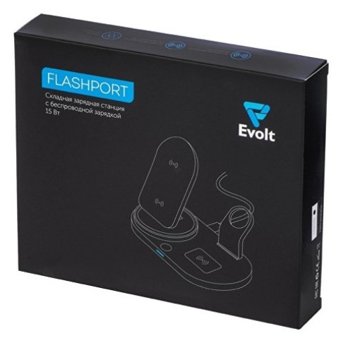 Складная зарядная станция с беспроводной зарядкой «Flashport», 15 Вт, белый