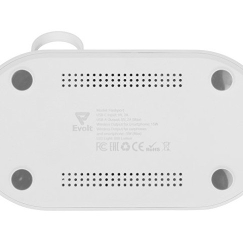 Складная зарядная станция с беспроводной зарядкой «Flashport», 15 Вт, белый