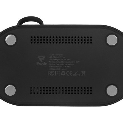 Складная зарядная станция с беспроводной зарядкой «Flashport», 15 Вт, черный