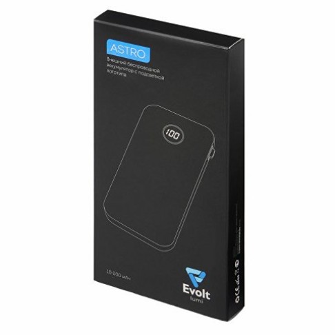 Внешний беспроводной аккумулятор с подсветкой лого «Astro», 10000 mAh, черный