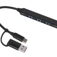 USB-хаб «Link» с коннектором 2-в-1 USB-C и USB-A, 2.0/3.0, черный
