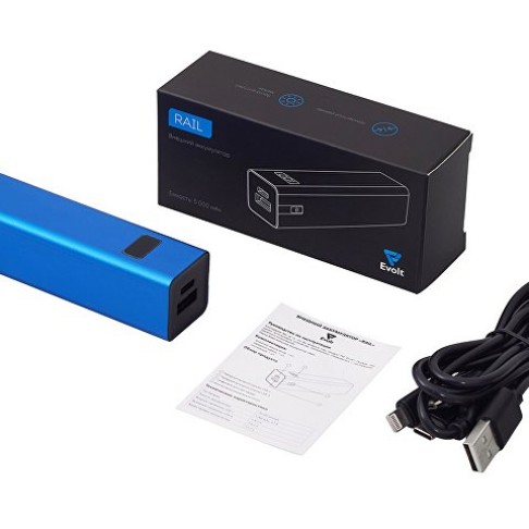 Внешний аккумулятор «Rail», 5000 mAh, синий