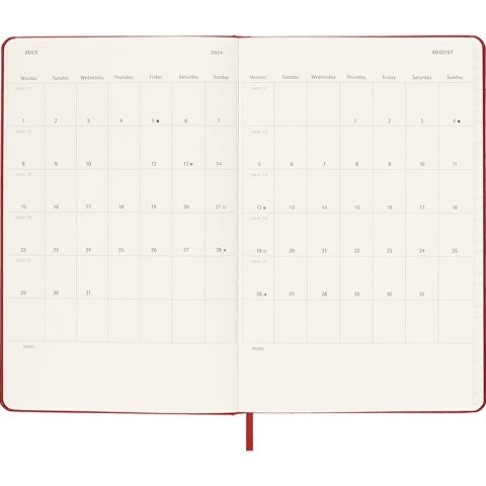 Записная книжка 12 месяцев на 2024 год, в твердой обложке, красный, Large, 13х21