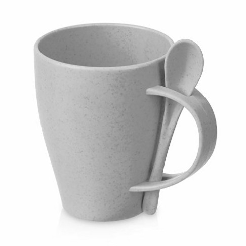 Пшеничная кружка Nina с ложкой, 300ml, серый Cool grey 7C Пшеничная кружка Nina с ложкой, 300ml, серый Cool grey 7C