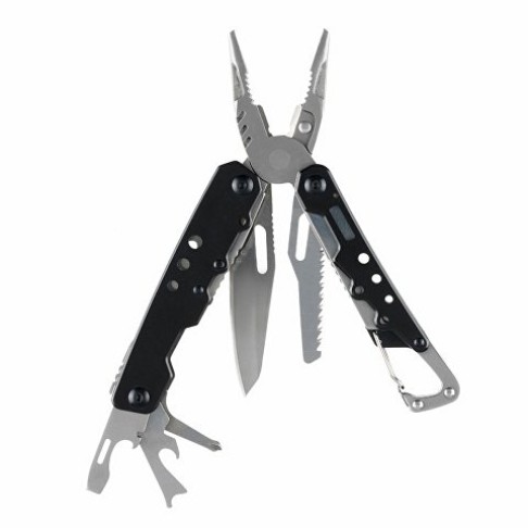 Мультитул Stinger, 105x40 мм, 12 функций, сталь, чёрно-серебристый, в комплекте нейлоновый чехол