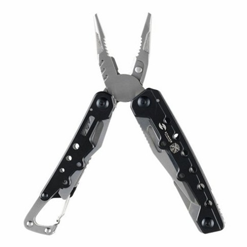 Мультитул Stinger, 105x40 мм, 12 функций, сталь, чёрно-серебристый, в комплекте нейлоновый чехол