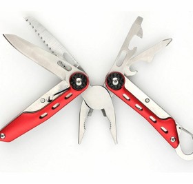 Мультитул Stinger, 108x35 мм, 10 функций, нержавеющая сталь, красный, в комплекте нейлоновый чехол