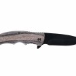 Нож складной Stinger, 120 мм, (чёрный), материал рукояти: дерево/сталь (серый), в картонной коробке