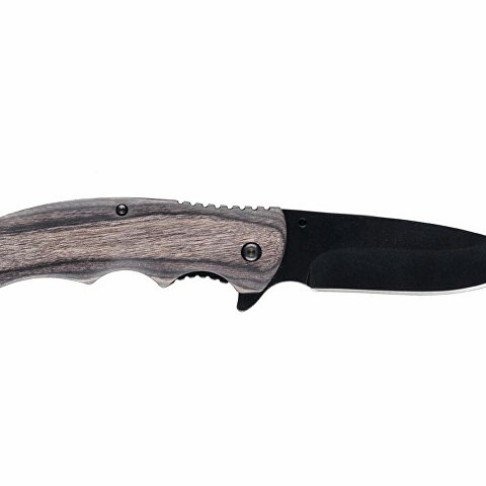 Нож складной Stinger, 120 мм, (чёрный), материал рукояти: дерево/сталь (серый), в картонной коробке