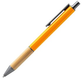Ручка шариковая PENTA металлическая с бамбуковой вставкой, оранжевый