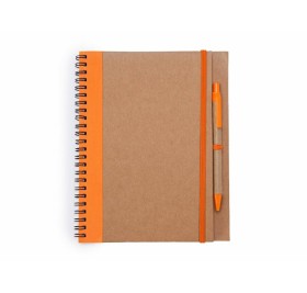 Блокнот А5+ ALANI с шариковой ручкой, крафтовый/оранжевый