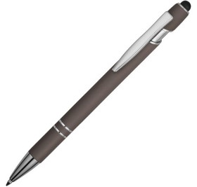 Ручка металлическая soft-touch шариковая со стилусом «Sway», серый/серебристый (P) Ручка металлическая soft-touch шариковая со стилусом «Sway», серый/серебристый (P)