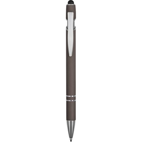 Ручка металлическая soft-touch шариковая со стилусом «Sway», серый/серебристый (P)