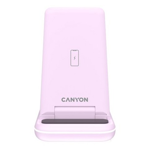 Беспроводное зарядное устройство 3-в-1 CANYON WS-304 (CNS-WCS304B), 15W, розовый Беспроводное зарядное устройство 3-в-1 CANYON WS-304 (CNS-WCS304B), 15W, розовый
