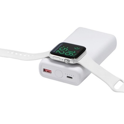Внешний беспроводной аккумулятор 2-в-1 с функцией зарядки Apple Watch, QC/PD «AtomIQ», 10000 мАч, белый