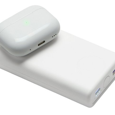 Внешний беспроводной аккумулятор 2-в-1 с функцией зарядки Apple Watch, QC/PD «AtomIQ», 10000 мАч, белый