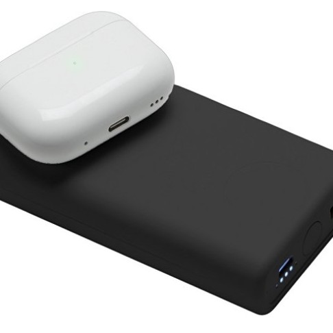 Внешний беспроводной аккумулятор 2-в-1 с функцией зарядки Apple Watch, QC/PD «AtomIQ», 10000 мАч, черный Внешний беспроводной аккумулятор 2-в-1 с функцией зарядки Apple Watch, QC/PD «AtomIQ», 10000 мАч, черный