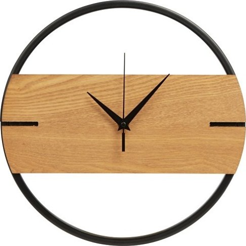 Деревянные часы с металлическим ободом, диаметр 30 см, 