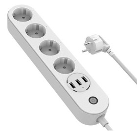 Умный сетевой фильтр HIPER IoT PS43/Wi-Fi 2,4 ГГц/4 розетки и 3 USB порта/2500Вт/10А IoT PS43