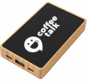 Внешний аккумулятор с подсветкой лого «Reedia S2», 5000 mAh, бамбук, черный