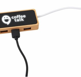 USB хаб с подсветкой лого «Reedia S5», 3*USB, 1*Type C, бамбук, черный