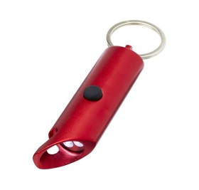 Flare светодиодный фонарик из переработанного алюминия и открывалка для бутылок с брелоком - Красный