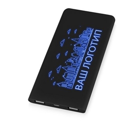 Портативное зарядное устройство с синей подсветкой логотипа «Faros», soft-touch, 4000 mAh (P)