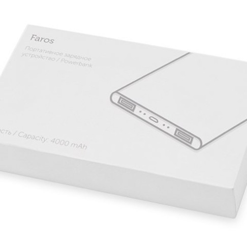 Портативное зарядное устройство с красной подсветкой логотипа «Faros», soft-touch, 4000 mAh