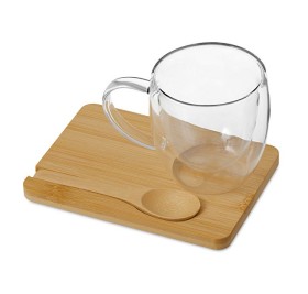 Кружка с двойными стенками на подставке с ложкой 