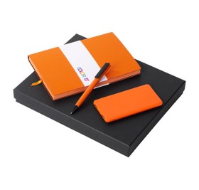 Подарочный набор c блокнотом С1, ручкой и повербанком 5000 mAh, оранжевый Подарочный набор c блокнотом С1, ручкой и повербанком 5000 mAh, оранжевый