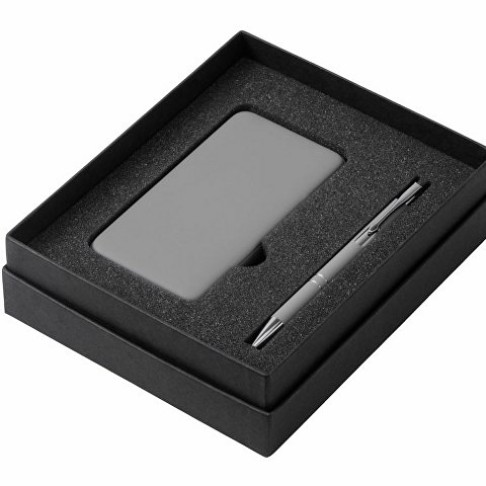 Подарочный набор c ручкой и повербанком 5000 mAh, серый